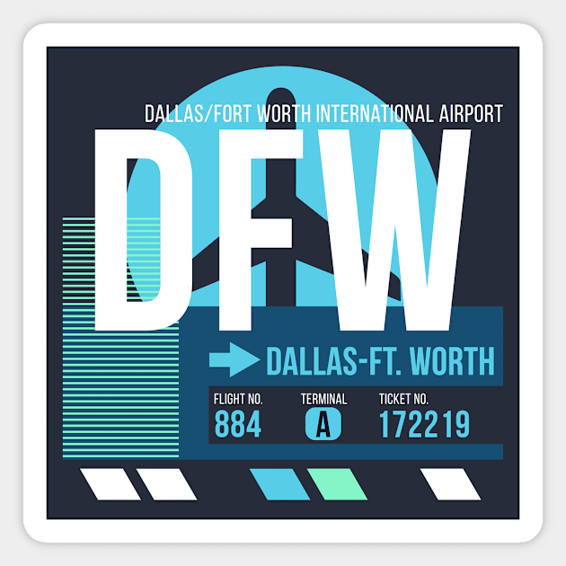 Dallas (DFW) Airport // Sunset Baggage Tag Magnet by Now Boarding